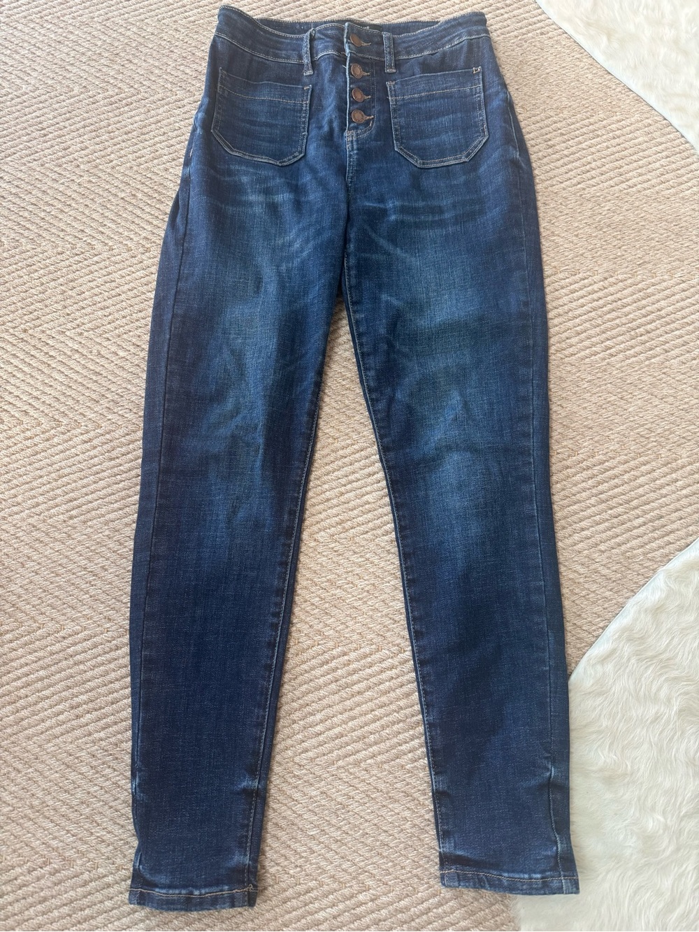 Judy Blue Women's High-Waist Dark Blue Button-Fly Jeans